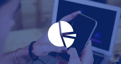 Man Using Smartphone with Graph Overlay in Digital Environment