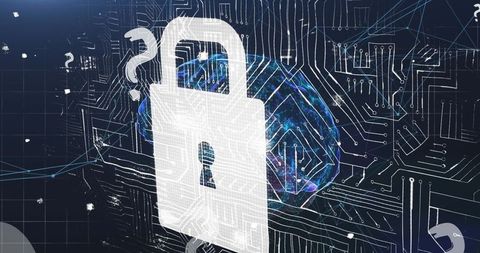 lock security over neural network circuitry with question marks - Download Free Stock Images Pikwizard.com
