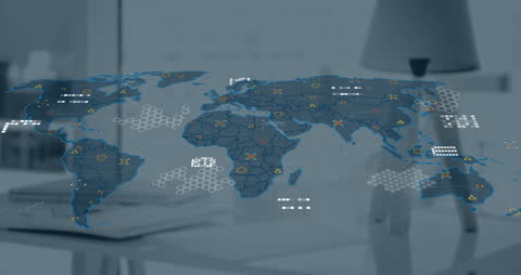 Global Data Processing World Map Interface Visualization