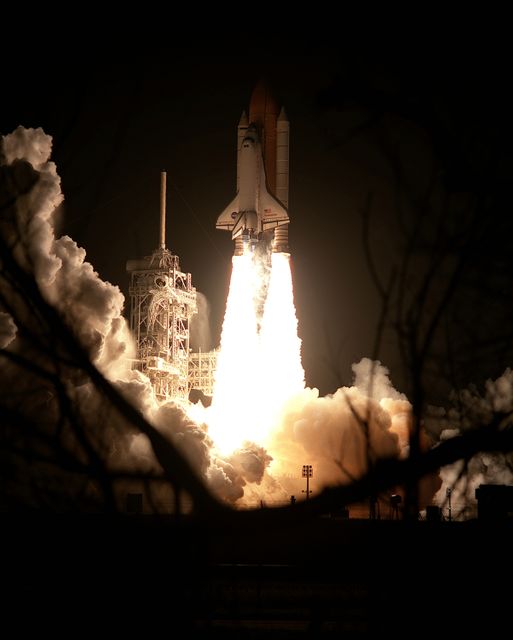 STS088-S-008 (4 Dec. 1998) --- The Space Shuttle Endeavour lights up the night sky as it embarks on the first mission dedicated to the assembly of the International Space Station (ISS).  Liftoff occurred at 3:35:34 a.m. (EST), December 4, 1998, from Launch Pad 39A, at the Kennedy Space Center (KSC), Florida.  Onboard were astronauts Robert D. Cabana, mission commander; Frederick W. Sturckow, pilot; Nancy J. Currie, Jerry L. Ross and James H. Newman, along with Russian Space Agency (RSA) cosmonaut Sergei K. Krikalev, all mission specialists.