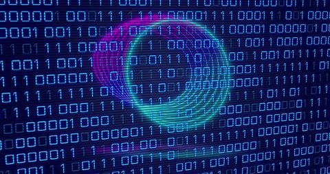 Neon Circles on Binary Code Screen Highlighting Global Connectivity - Download Free Stock Images Pikwizard.com