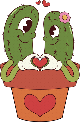 cute cactus duo forming heart with pot on transparent background - Download Free Stock Videos Pikwizard.com