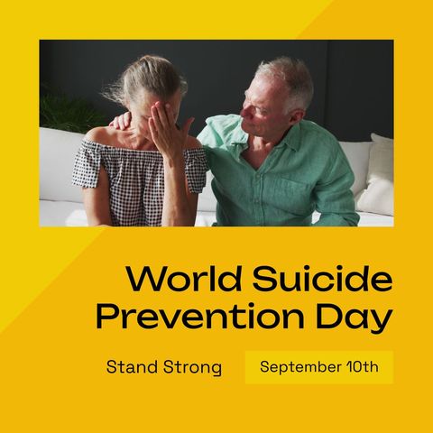 elderly man comforting woman for world suicide prevention day awareness - Download Free Stock Templates Pikwizard.com