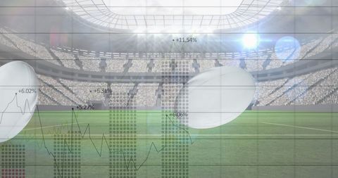 Rugby Balls Intersecting Graphs on Stadium Background - Download Free Stock Images Pikwizard.com