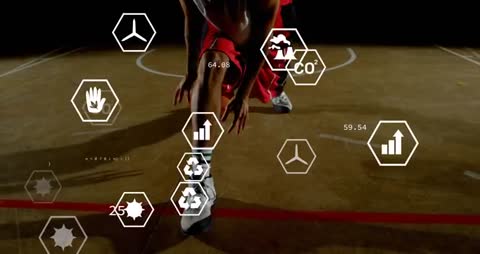 Basketball Player Analyzed with Futuristic Data Technology