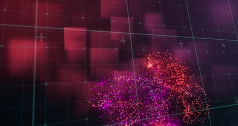 Digital Wave Graphic on Red Grid Background