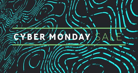 Cyber monday sale banner with abstract green waves