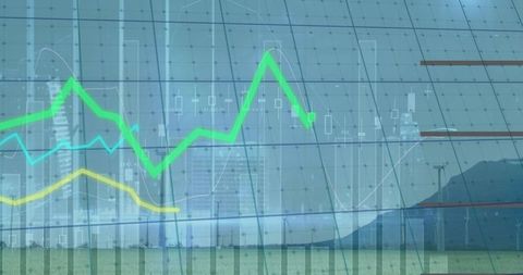 Digital Financial Chart Overlapping Cityscape and Countryside - Download Free Stock Images Pikwizard.com