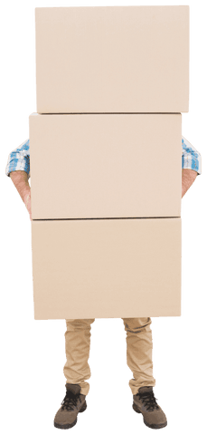 caucasian man balancing multiple cardboard boxes on transparent background - Download Free Stock Videos Pikwizard.com