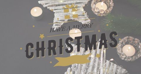 Festive Christmas Greeting with Candles and Decorations