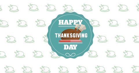 Happy Thanksgiving Day Greeting with Roast Turkey Pattern - Download Free Stock Images Pikwizard.com