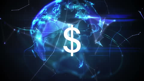 Digital Currency Symbol Overlaying Global Connections