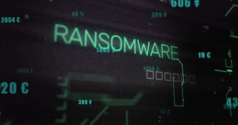 Glowing ransomware alert on tech dashboard with digital values and passwords