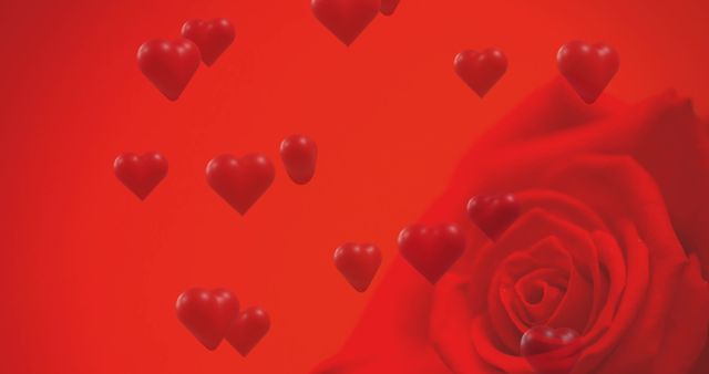 Red Hearts and Rose Valentine's Day Background - Download Free Stock Images Pikwizard.com