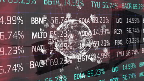 Animated Globe with Financial Connections and Data Overlay