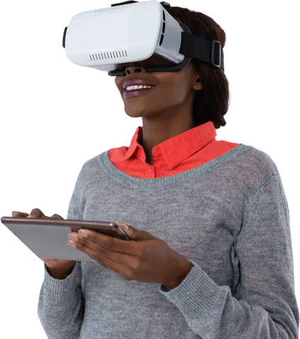 Young Woman Using VR Glasses and Tablet for Mixed Reality Experience - Download Free Stock Videos Pikwizard.com