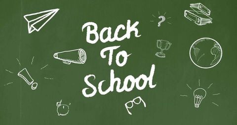 Chalkboard back to school concept with educational icons