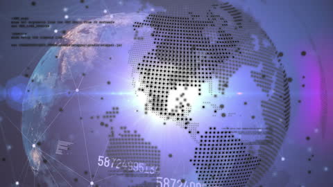 Digital Data Network with Transparent Globe and Tech Connections