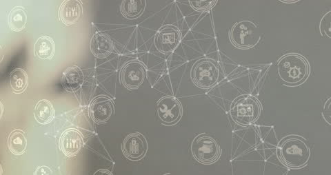 Abstract Digital Network with Global Technology Icons