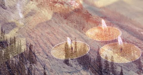 Winter Landscape with Christmas Candles and Snowy Trees