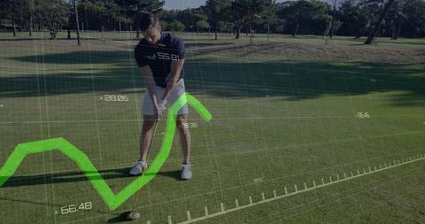 Digital Data Overlay on Golfer Analyzing Swing on Course - Download Free Stock Images Pikwizard.com