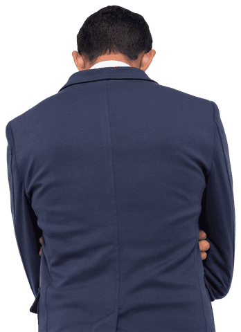 Transparent Back View Asian Businessman Arms Crossed