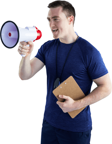 Transparent Enthusiastic Coach Using Megaphone for Motivation - Download Free Stock Videos Pikwizard.com