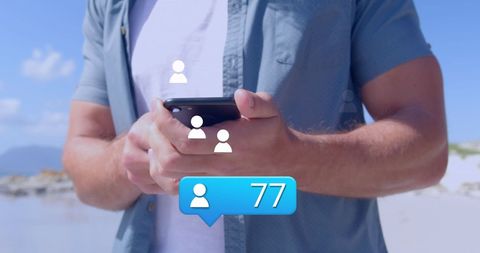 Man Engaging on Social Media Outdoors with Smartphone - Download Free Stock Images Pikwizard.com