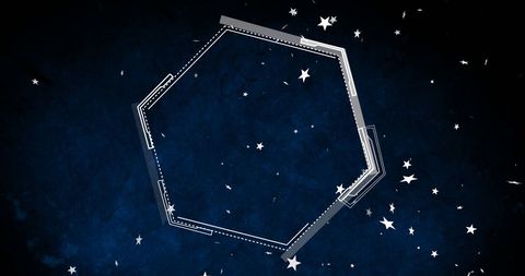Hexagonal shape with starry night sky background