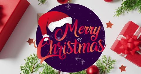 Festive Merry Christmas Message with Decorations - Download Free Stock Images Pikwizard.com