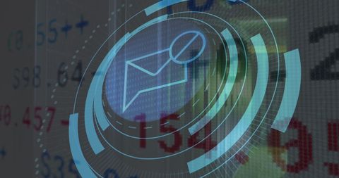 Message Block Icon in Virtual Cyber Scan with Stock Market Data - Download Free Stock Images Pikwizard.com