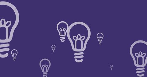 White Light Bulbs on Purple Background Symbolizing Innovation - Download Free Stock Images Pikwizard.com
