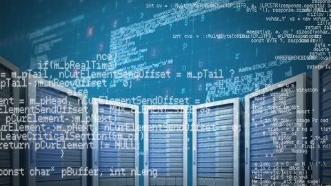 Futuristic Data Network Antimation with Code Overlay