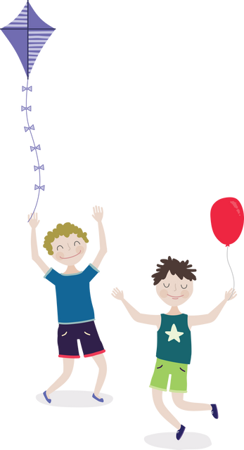 Transparent Illustration of Two Happy Children Playing with Kite and Balloon - Download Free Stock Videos Pikwizard.com