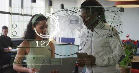 Collaborating Pair Using Augmented Reality HUD with Laptop and Smartphone in Modern Office