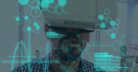 Man Engaged With Virtual Reality Technology in Modern Workplace