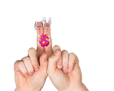 Transparent Easter Rabbits on Fingertips with Egg Illustration - Download Free Stock Videos Pikwizard.com
