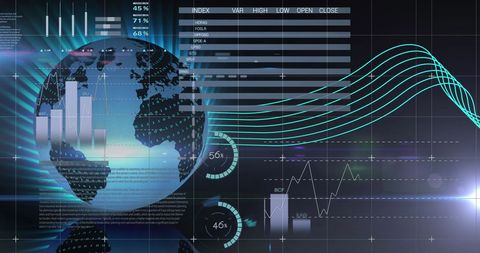 Futuristic Financial Data with Spinning Digital Globe - Download Free Stock Images Pikwizard.com