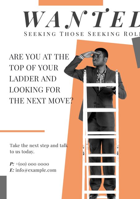 Confident Businessman Climbing Ladder for Recruitment Campaigns - Download Free Stock Templates Pikwizard.com