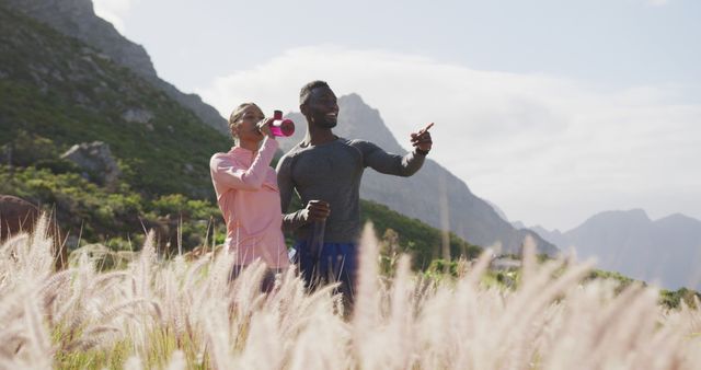 Couple Enjoying Morning Hike in Mountainous Landscape - Download Free Stock Images Pikwizard.com