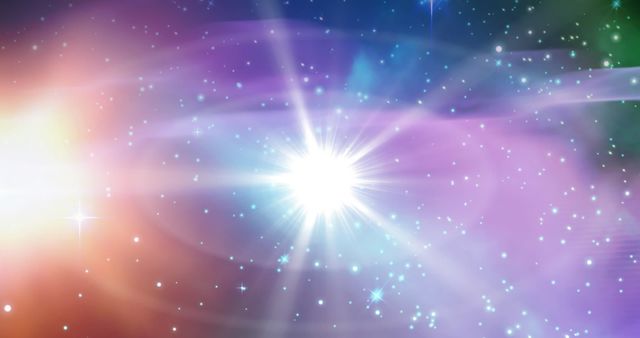 Celestial Light Burst Among Stars in Colorful Cosmos - Download Free Stock Images Pikwizard.com