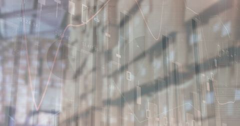 Financial Data Overlay on Empty Warehouse Background