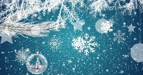 Dreamy Christmas Snowflakes and Baubles Winter Scene - Download Free Stock Images Pikwizard.com