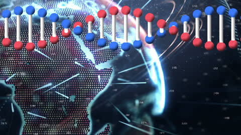DNA Helix Technology Concept with Digital Globe