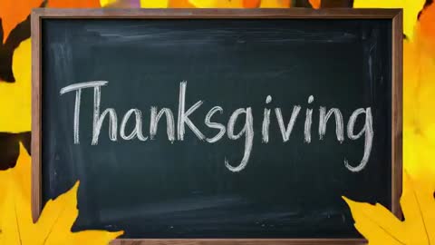 Autumn Leaves Revealing Chalkboard with Thanksgiving Message in Slow Parallax Pan