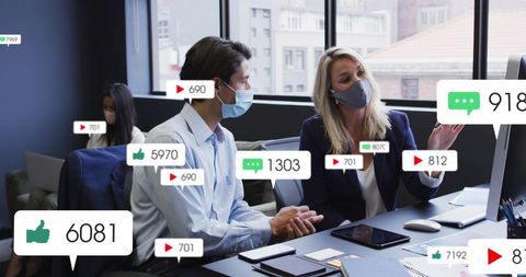 Professionals Analyzing Social Media Metrics During Pandemic
