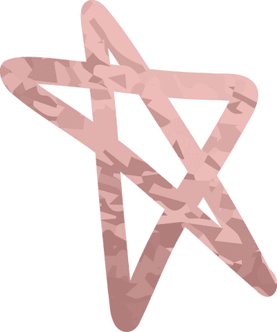 Minimalistic pale pink camouflage star on transparent background
