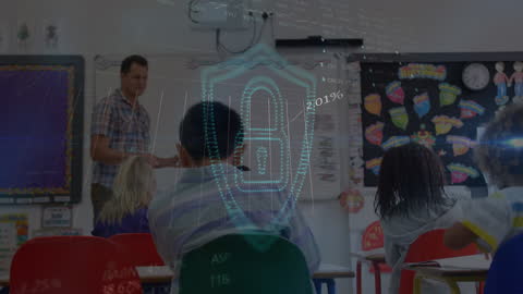 Digital Security Concept in Classroom with Teacher and Students