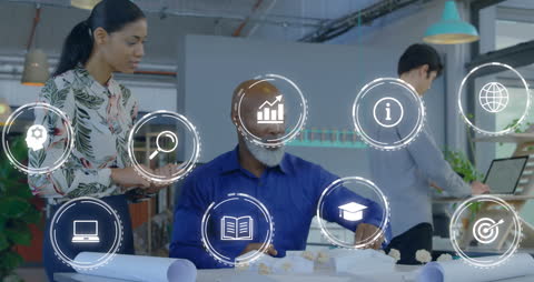 Diverse Professionals Collaboratively Analyzing Business Model with Technology Interface