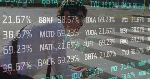 Professional Man Analyzing Stock Market on Urban Crosswalk